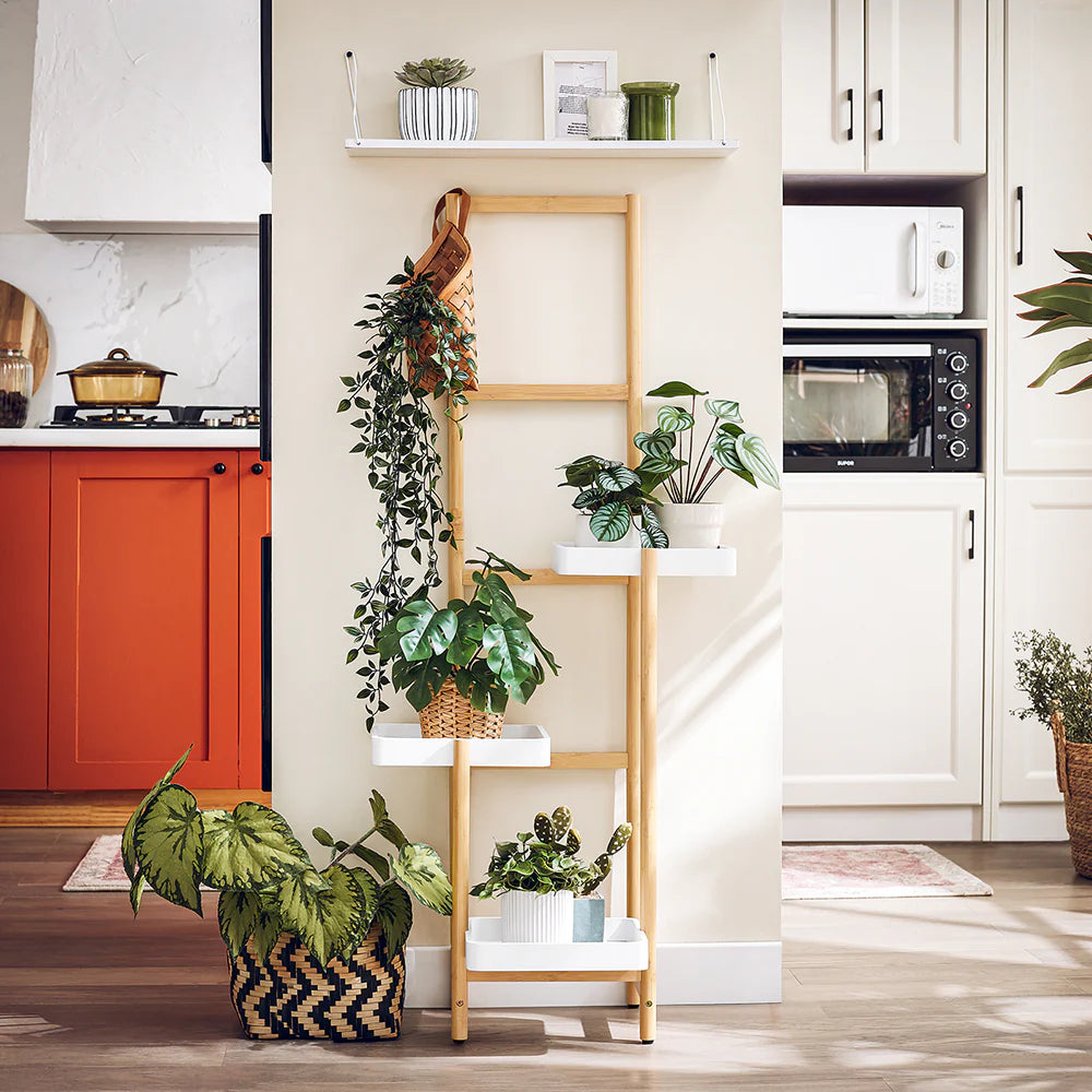 -etagers Bambusplantehylde  L31xb27xh130cm  Naturfarvet
