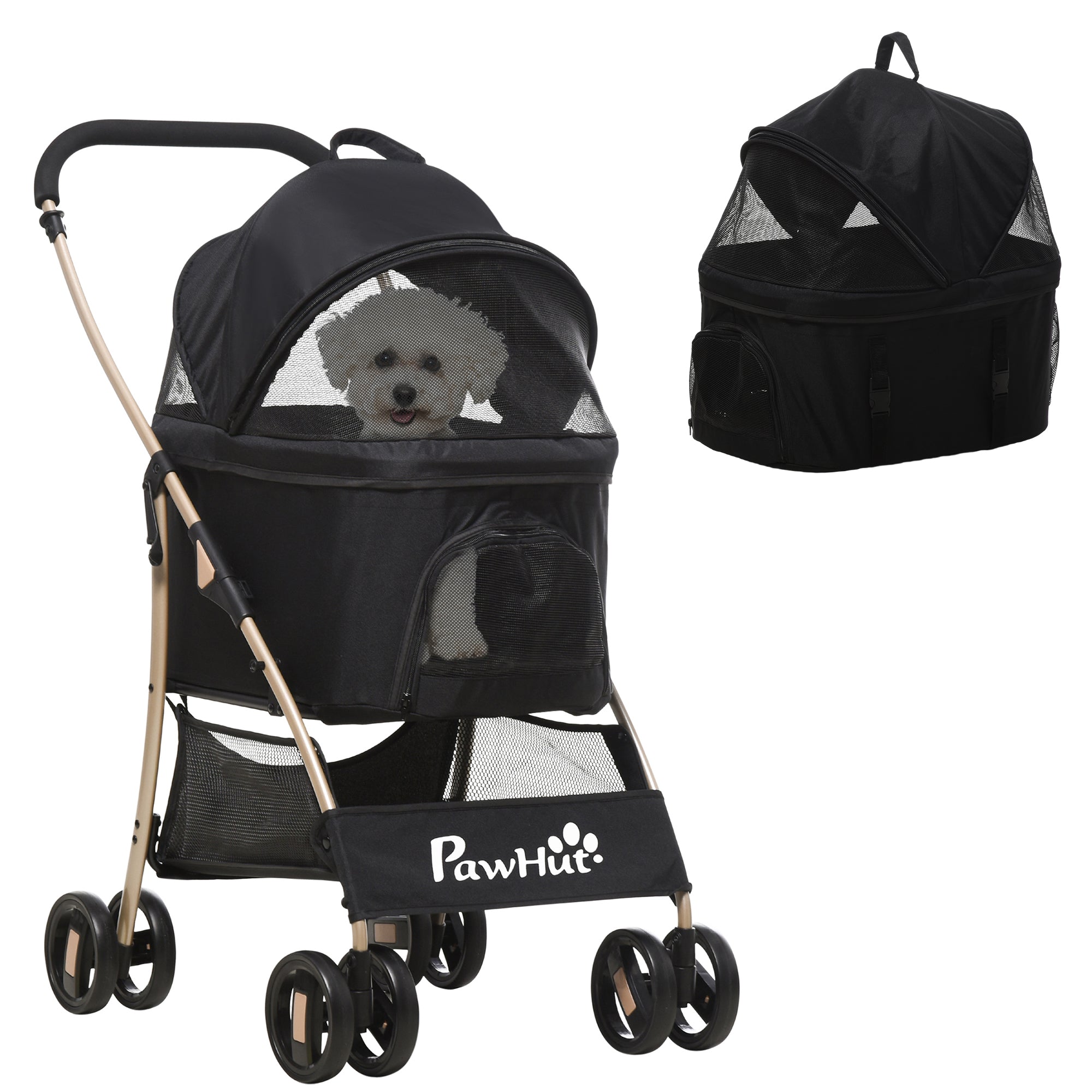 - -  Hundevogn   Transportkurv   Til 10   Foldbar Netkurv Med Vindue   Gulv 82     49       98   Sort