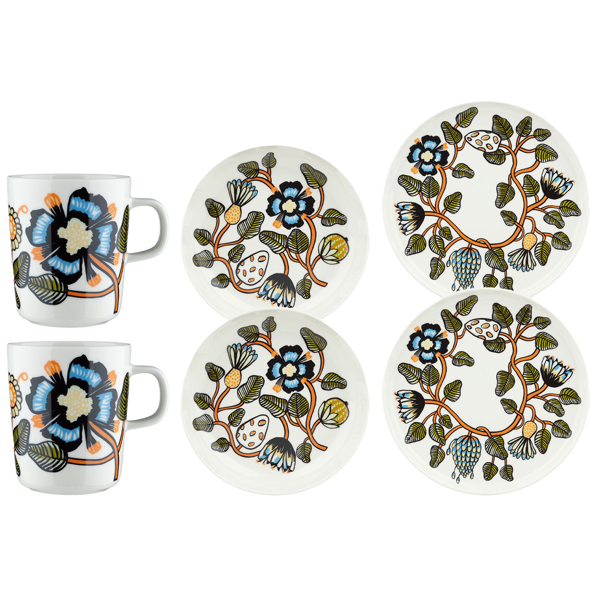 Marimekko Tiara Middagsservice   Dele  Hvid Orange Grøn