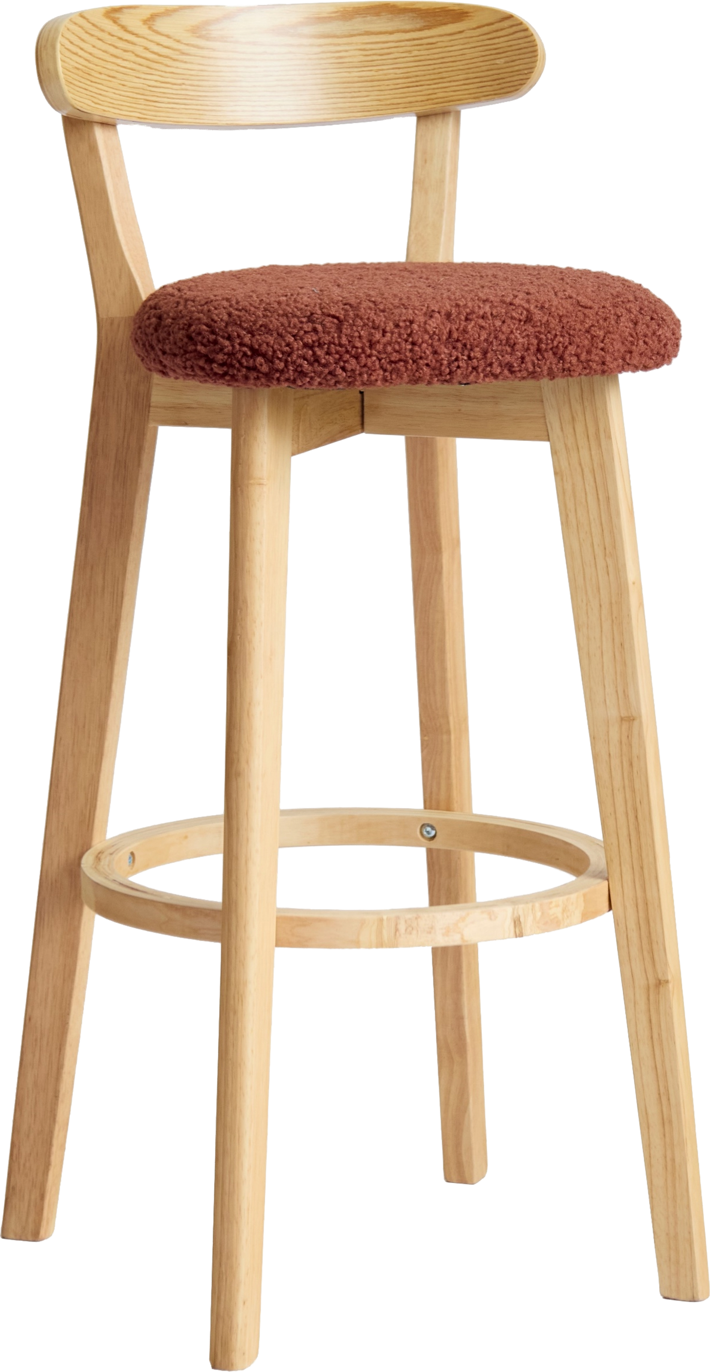 Barstol Nordlys Furniture Tabvitoria Rød Bouclé Fsc-træstel H92ã B38ã D42