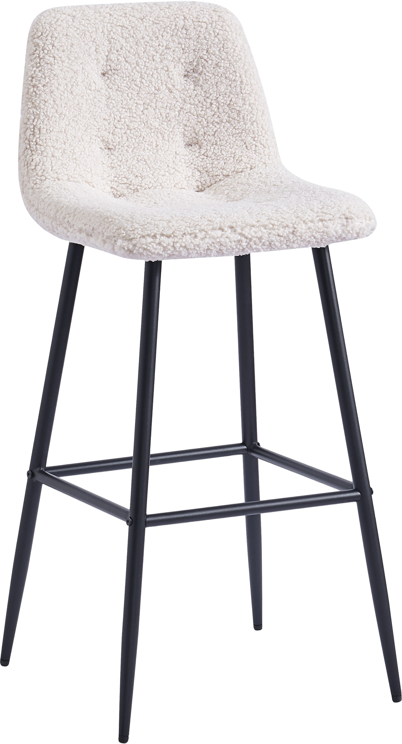 Barstol Nordlys Furniture Tabbjorn Hvid Bouclé-stof Sorte Metalben 102x46
