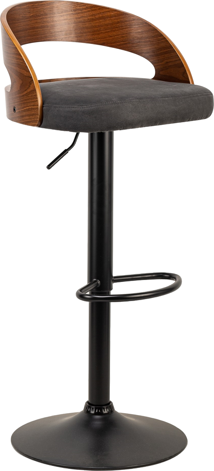 Barstol Nordlys Furniture Tabvictoria   Sort Kunstlæder  Kurvet Træryg  Sort Epoxy Metalbase  H101ã B46ã D45