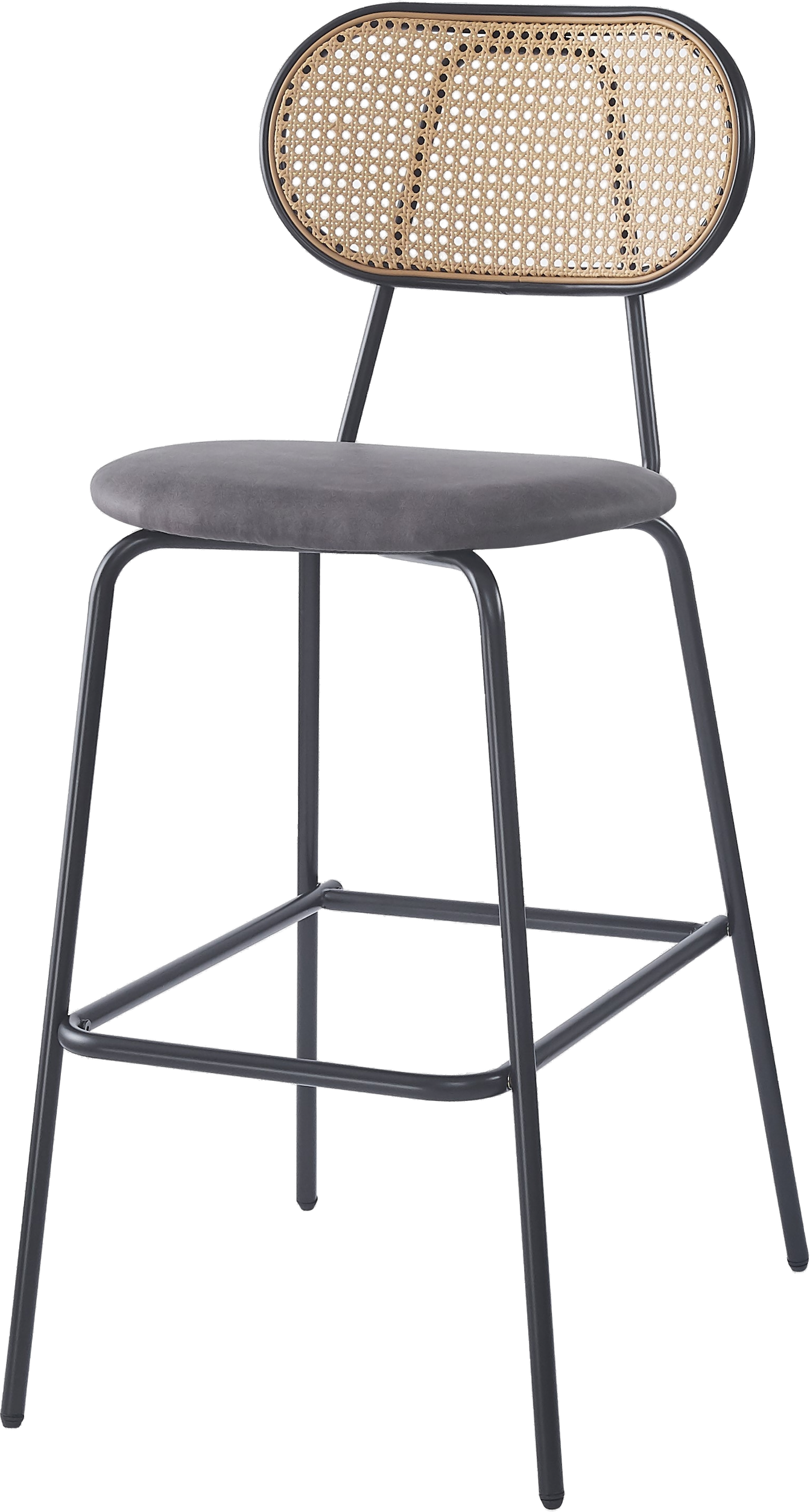 Barstol Nordlys Furniture Taborebro Sort Rattanryglæn Epoxyfinish Metalramme H108xb48xd60