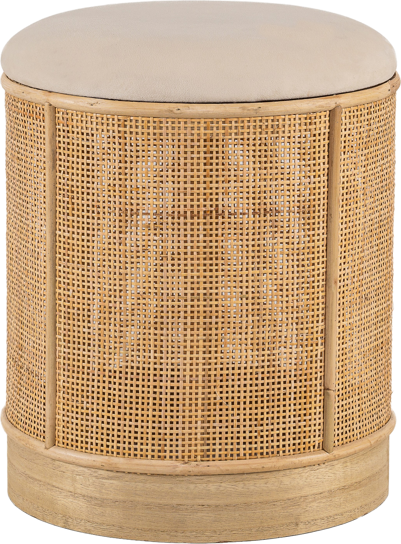 Puf Nordlys Furniture Chuo Håndvævet Rattan Fodskammel ø35ã H44   Beige Velour