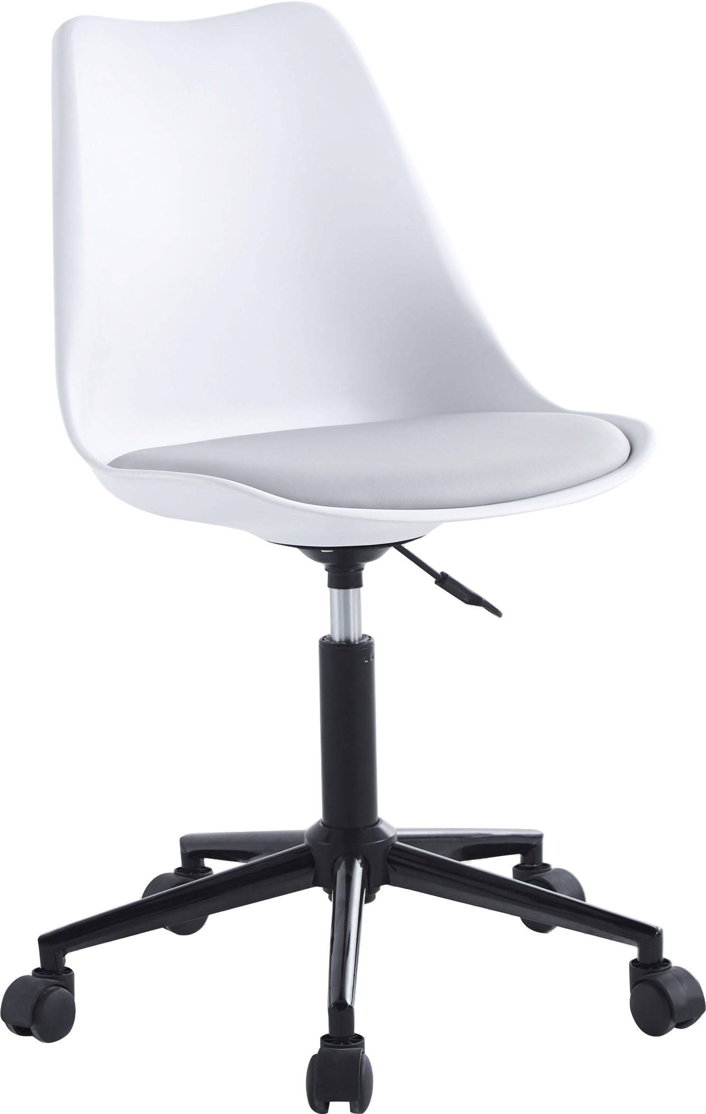 Kontorstol Nordlys Furniture Offesbjerg   Hvidt Kunstlæder Justerbar Højde   Hjul Skandinavisk Design