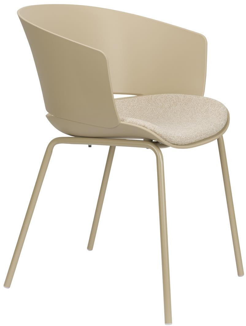 Spisebordsstol Studio White Jessica   Stenlysgrå Med Polstret Polyester Sæde   Metalben
