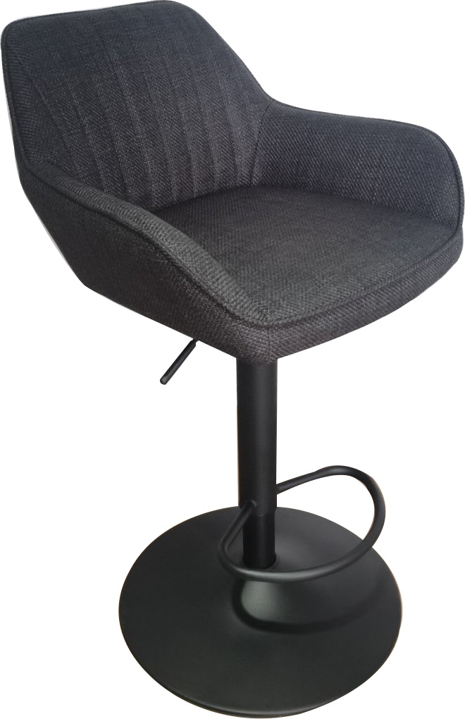 Barstol Nordique Design Nolan Mørkegrå Stof Med Diagonalt Mønster   Sorte Metalben H103 5ã B50 5ã D52