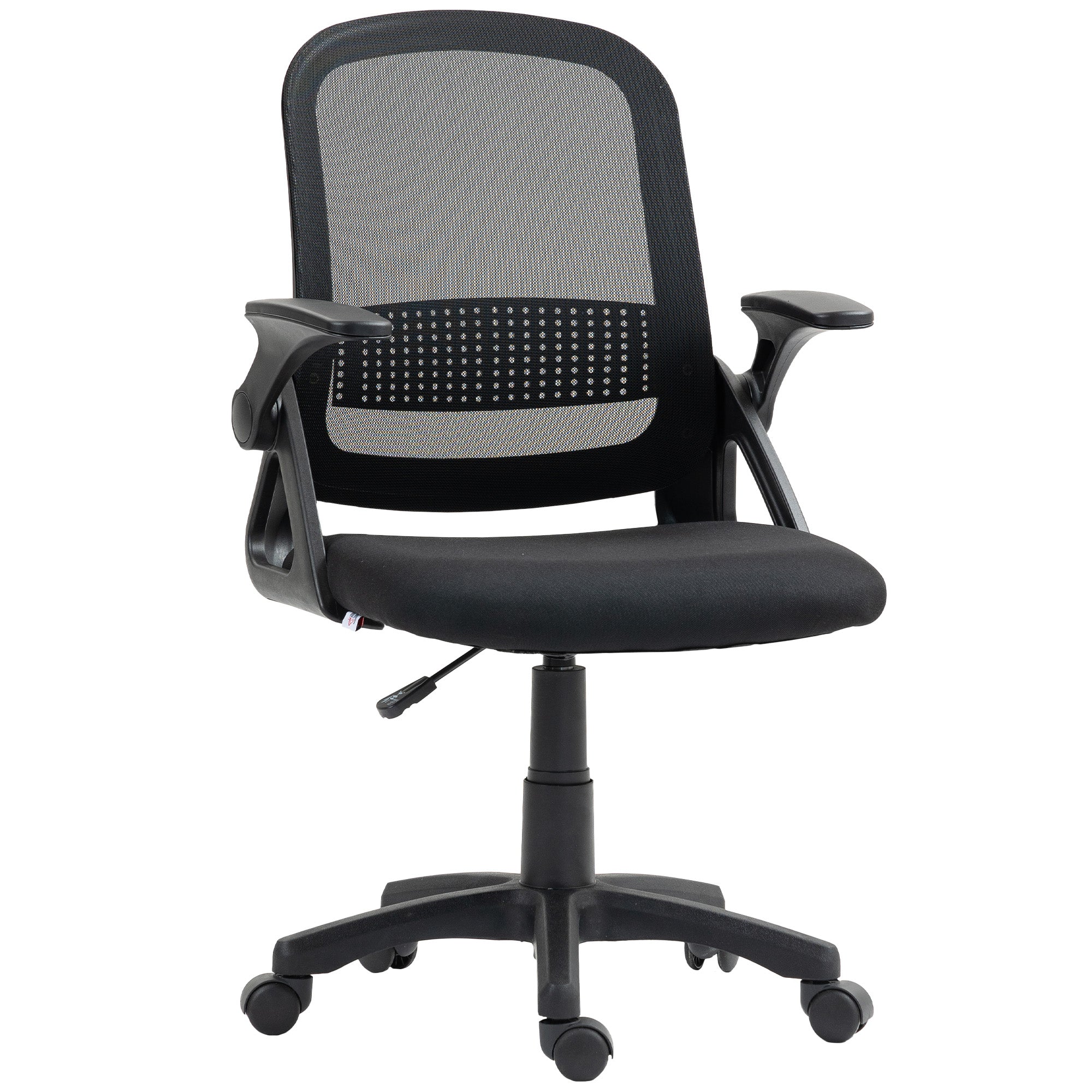 åndbar Netkontorstol  Ergonomisk Drejestol Med Foldbare Armlæn   Lændestøtte  Sort