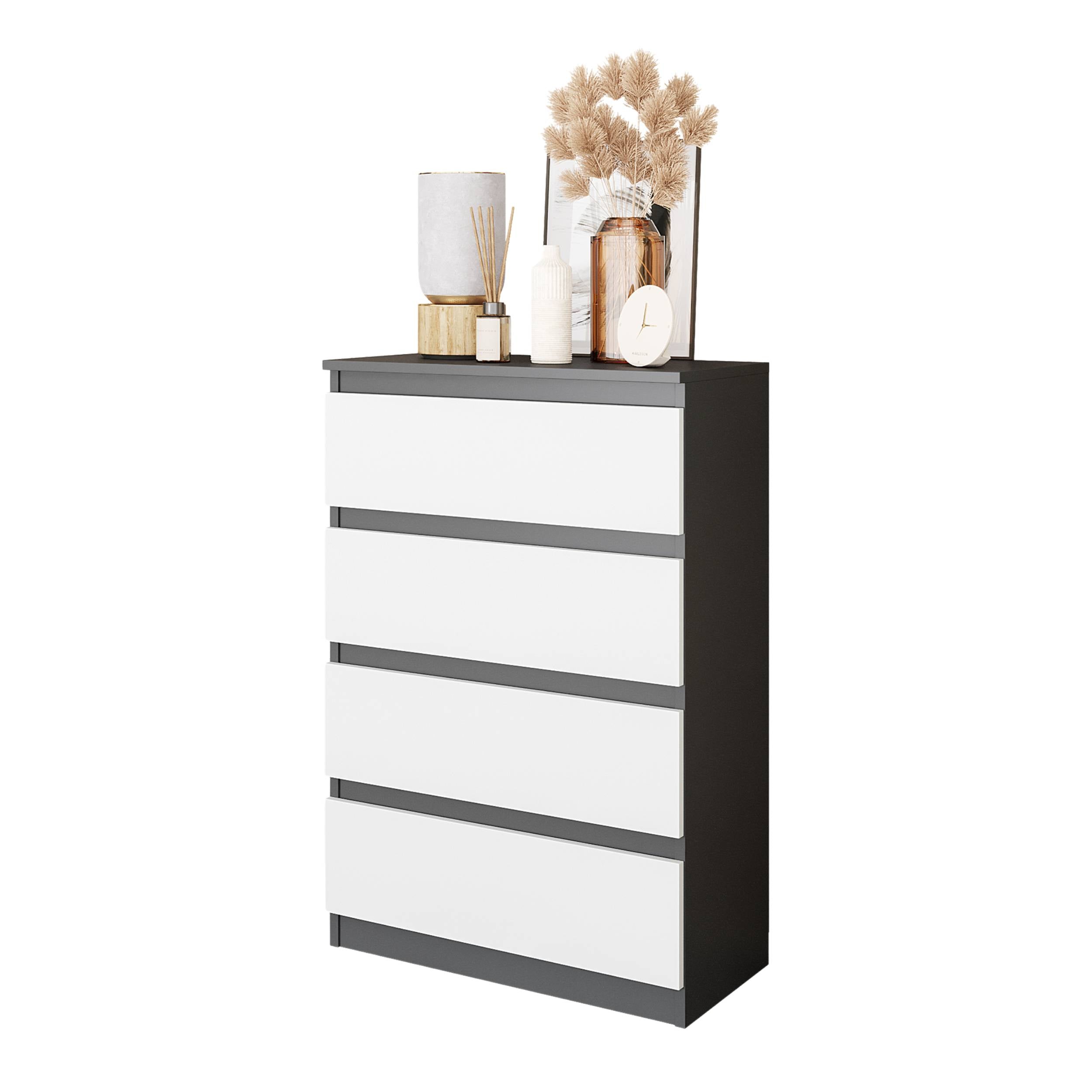 Gabriel   Kommode   Sideboard Med   Skuffer   Antracit   Mat Hvid   H92   B60   D33