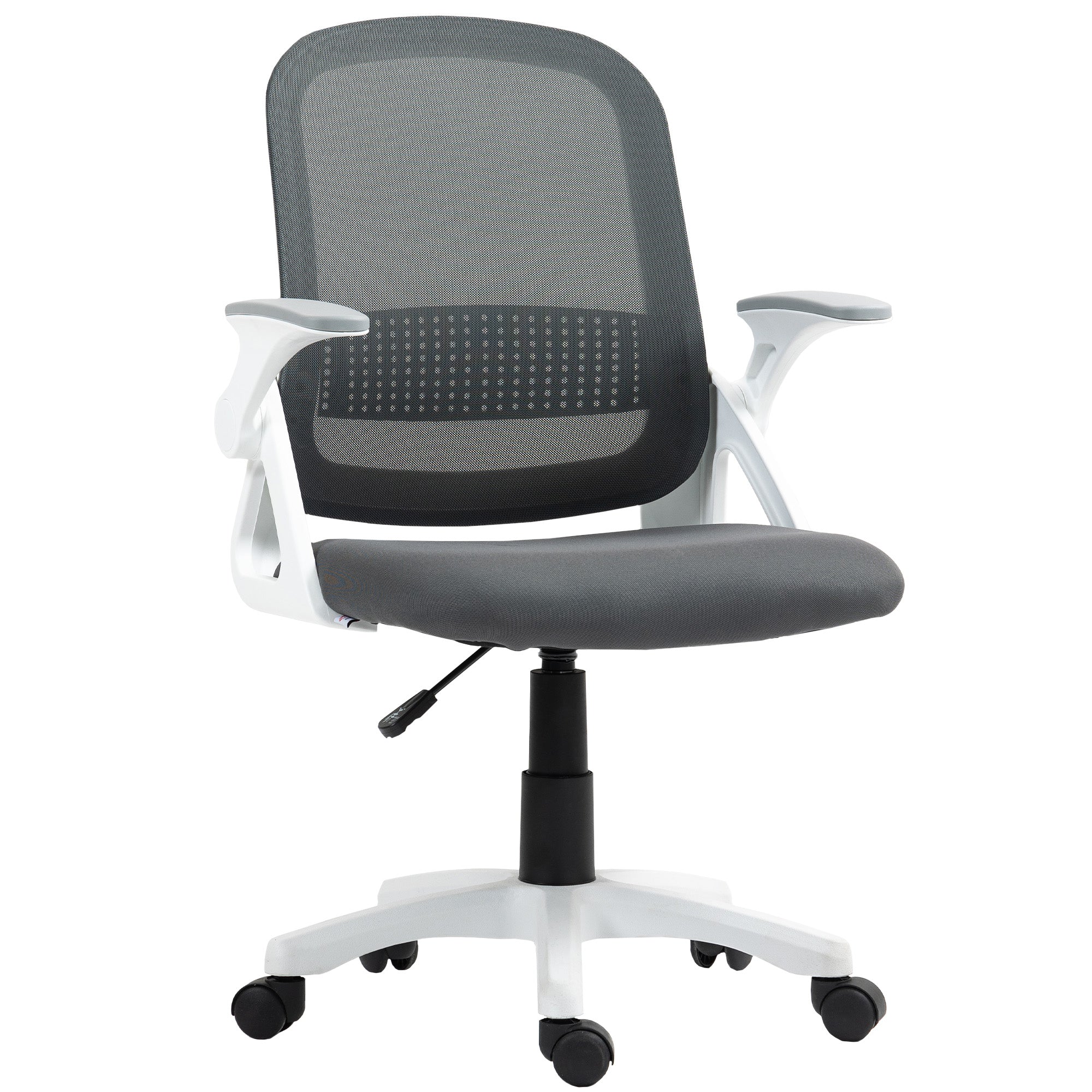 åndbar Netkontorstol  Ergonomisk Drejestol Med Foldbare Armlæn   Lændestøtte  Grå