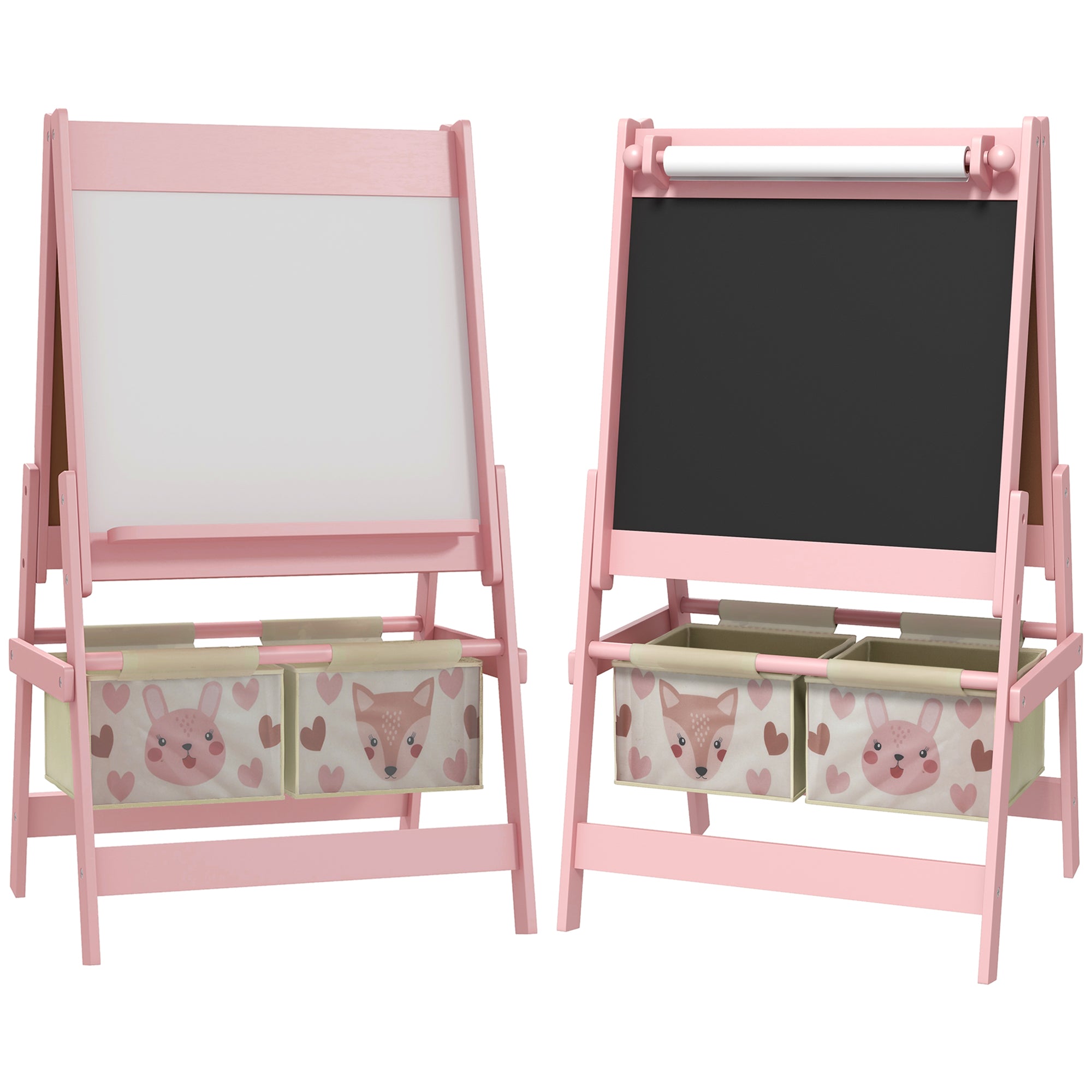 - -  Børnestaffeli Med Papirrulle  Tavle  Whiteboard  Opbevaringskurve  54   46     93    Lyserød