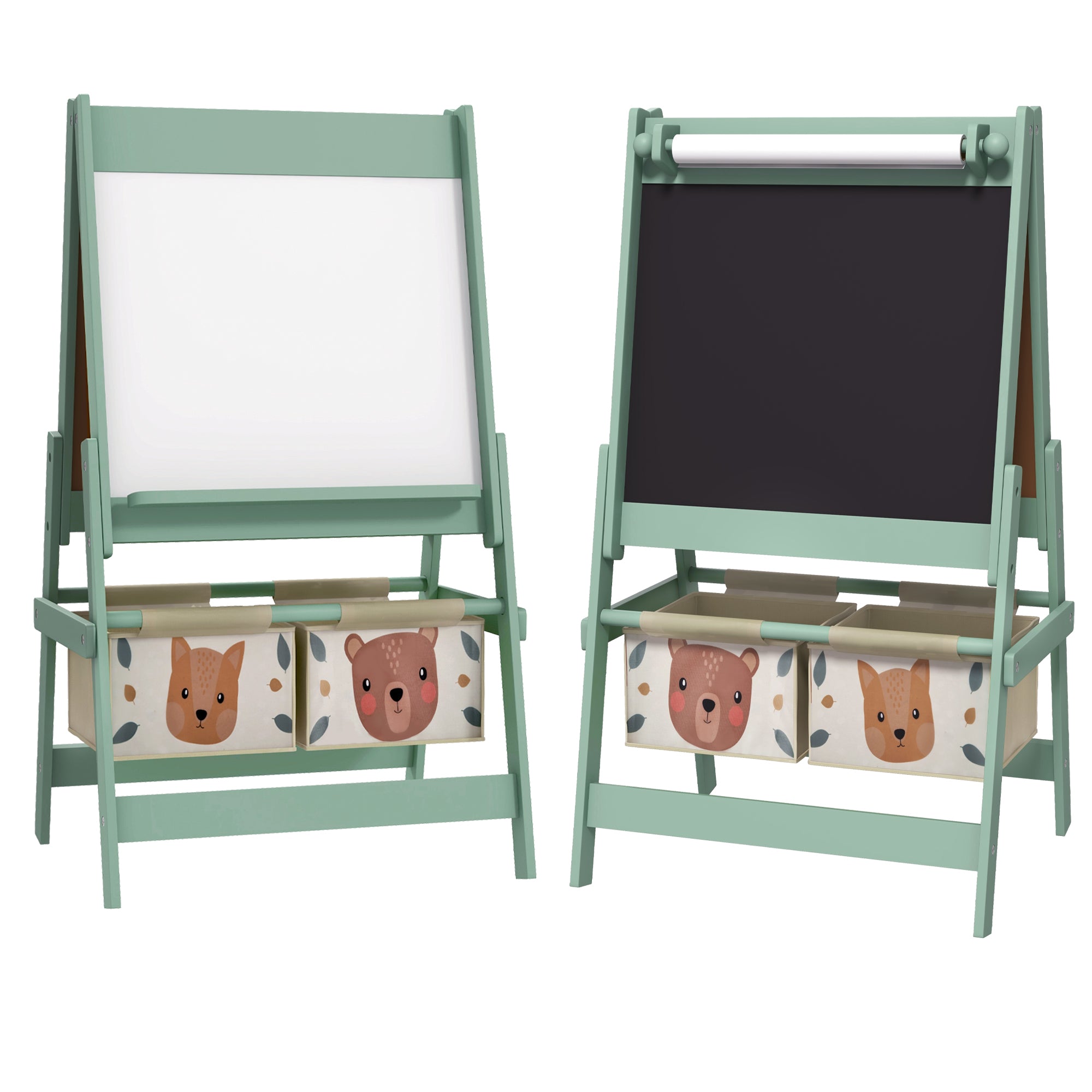 - -  Børnestaffeli Med Papirrulle  Tavle  Whiteboard  Opbevaringskurve  54   46     93    Grøn