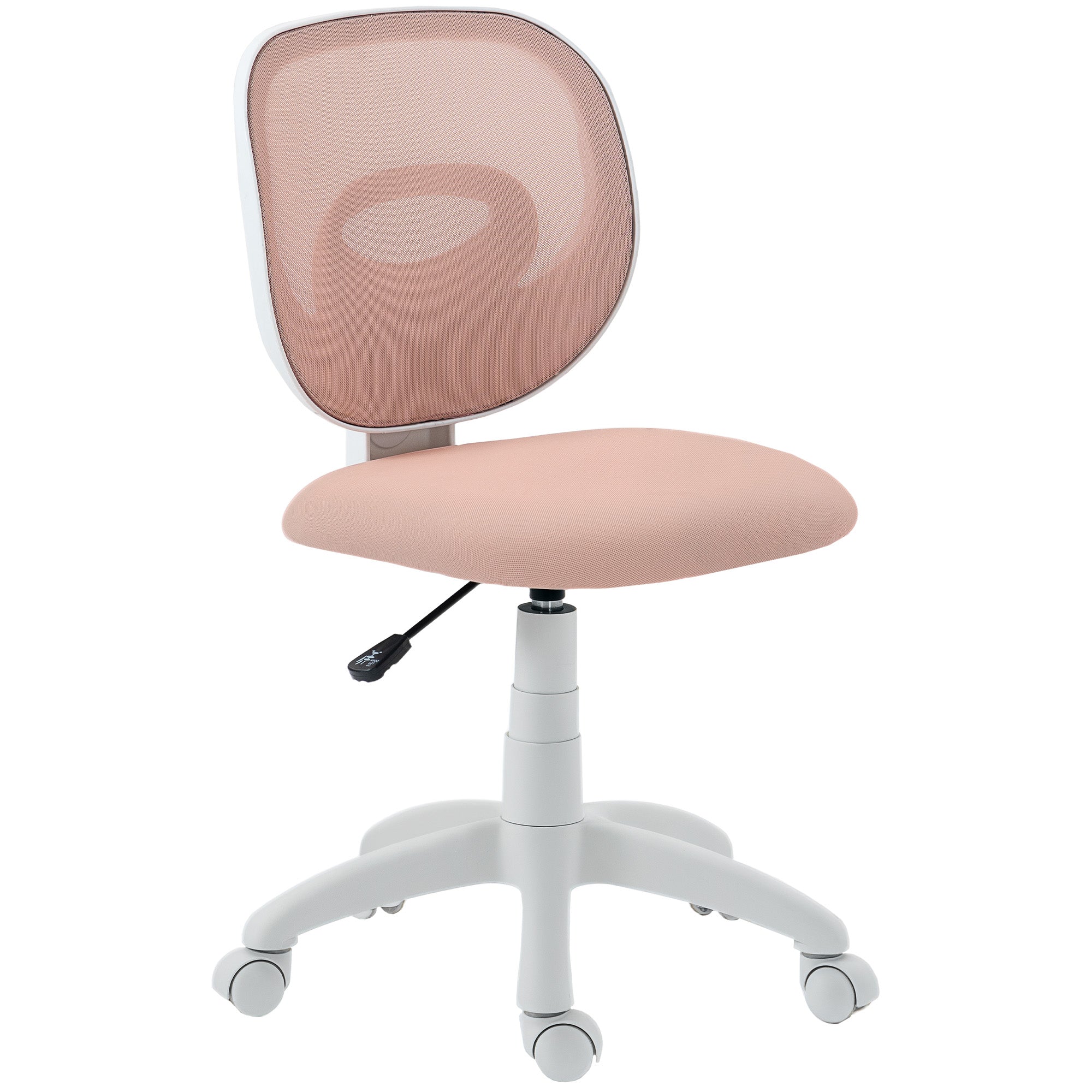 Ergonomisk Kontorstol Med  -formet Rygstøtte  Højdejusterbar  Pink